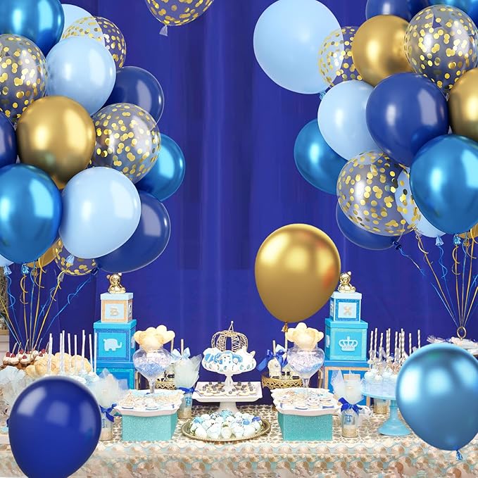 Paready Blue and Gold Latex Balloons - Image 6