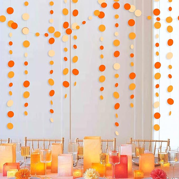46 Ft Thanksgiving Fall Autumn Circle Dots Garland Gradient Orange Polka Dot - Image 5