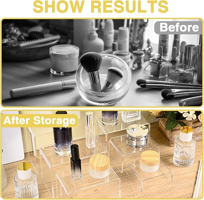 10 Pcs Acrylic Display Risers, 2 Sets Small Size Acrylic Risers Display Stands - Image 6