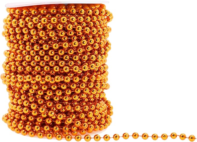 Mandala Crafts 6mm Faux Orange Pearl Beads Roll - Image 3