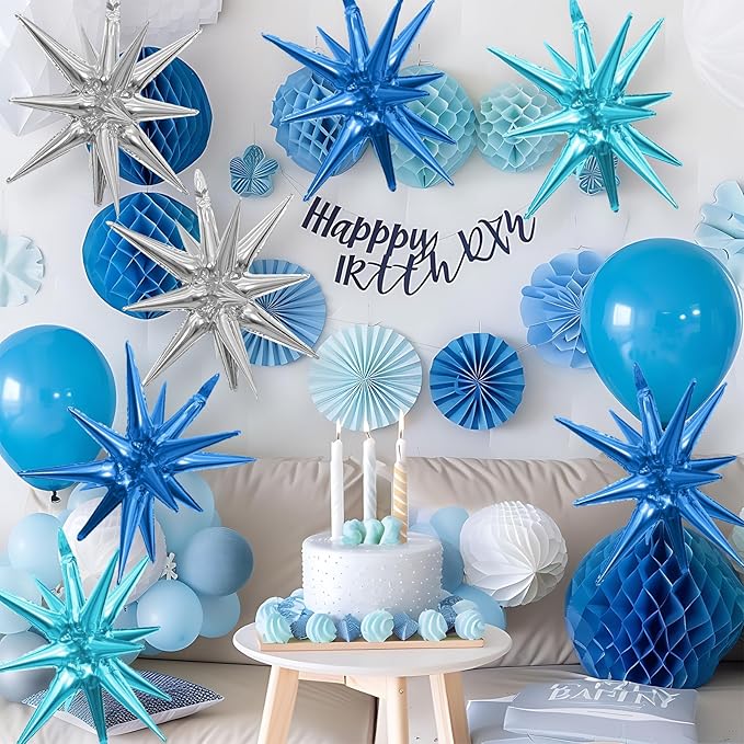 Blue Silver Star Balloons - Image 4