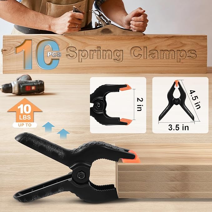 10 Pcs Spring Clamps, PureGuard 4.5 Inch Large Plastic Spring Clips Clamps - Image 3