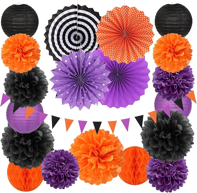 Black Orange Purple Halloween Party-Decorations by Burgleda