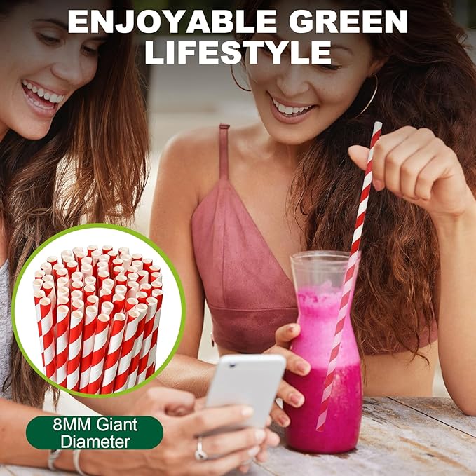 12 Inch Extra Long Large Paper Drinking Straws 8mm Wide - Image 6