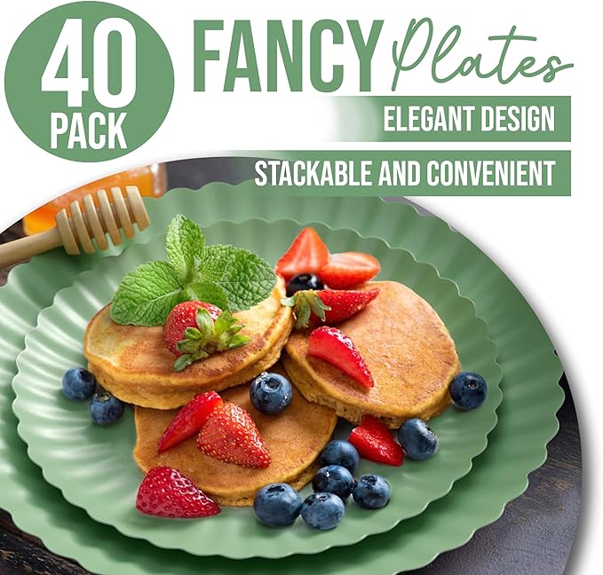 Trendables Scalloped Paper Plates 8.5 Inch & 10.5 Inch 40 Pcs Dinner Plate Set - Image 5