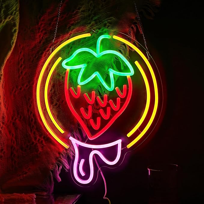 Strawberry Neon Sign USB Powered Sweet Fruit Led Light Up Sign Dimmable Funny - Image 3
