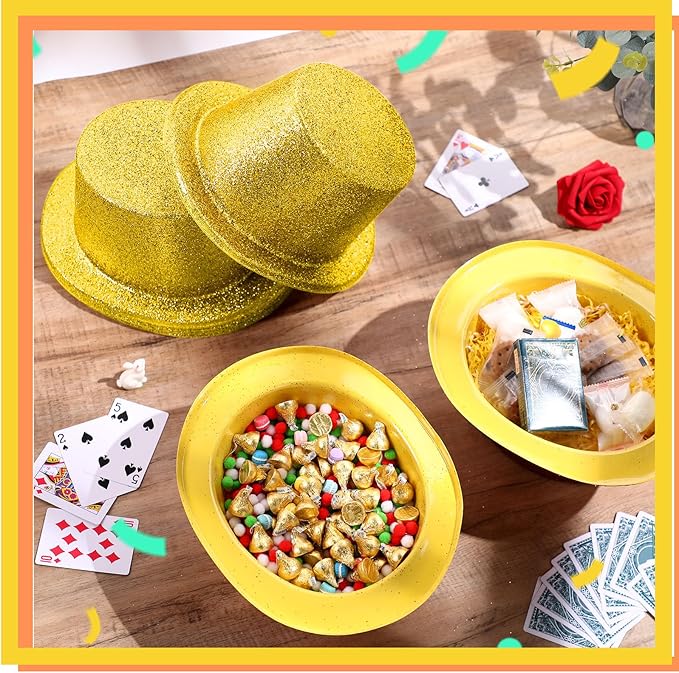 Hillban 24 Pcs Halloween Glitter Top Hat Bowler - Image 3