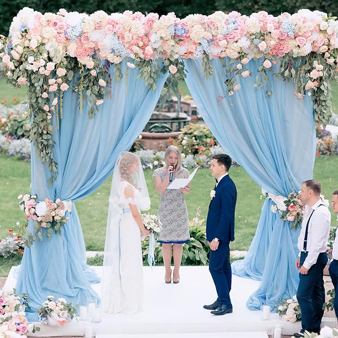 Wokceer Baby Blue Wedding Arch Draping Fabric Backdrop 3 Panels 28.7" X 20FT - Image 4