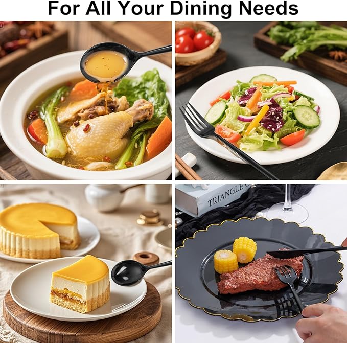 Supernal 360pcs Black Plastic Silverware Heavy Duty Black Plastic Utensils - Image 6