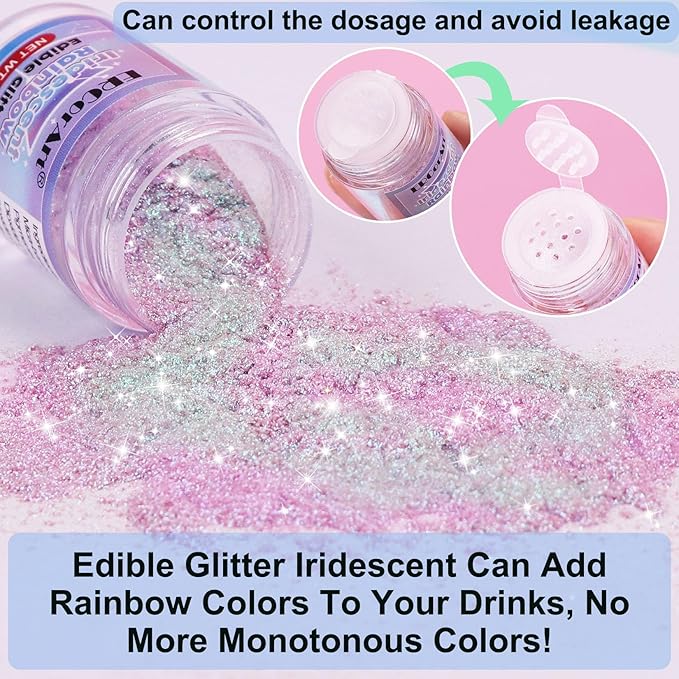 Edible Glitter - 3 Colors Luster Dust Edible, Food Grade Iridescent Glitter - Image 3
