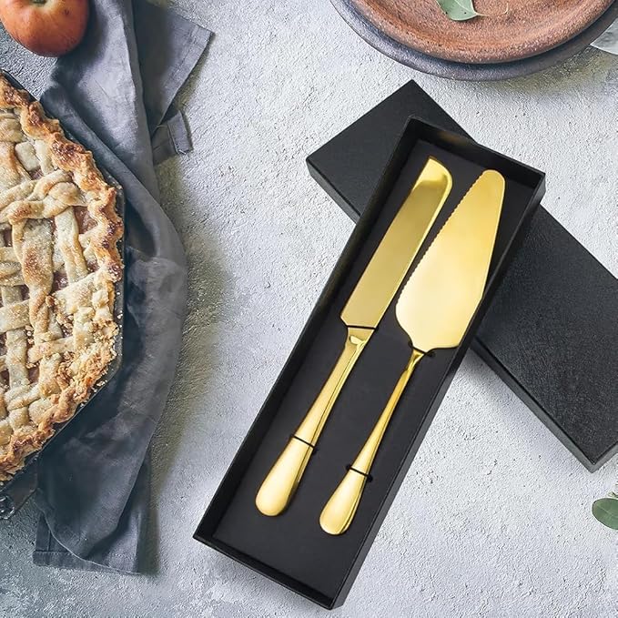 Elegant Gold Cake Cutting Set - Image 5