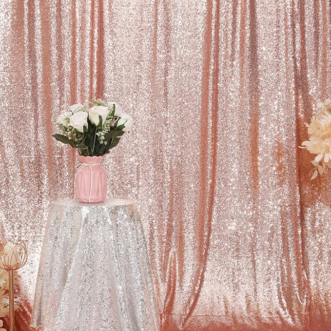 Eternal Beauty Sequin Backdrop Curtain, 6FT x 6FT Rose Gold Background - Image 5