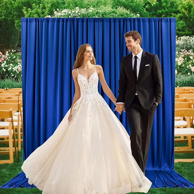 2 Panels Blue Backdrop Curtain, 10 x 10 Feet Background Curtains - Image 6