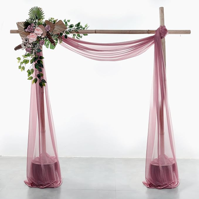 VDS Pack of 2 Panel Wedding Arch Draping Fabric Sheer Chiffon Fabric Drapery by VDS