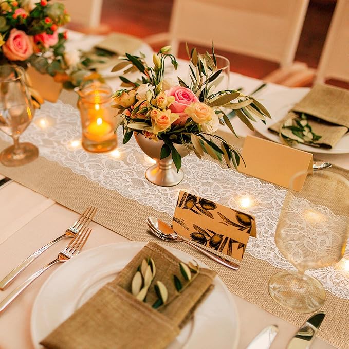 Xinnun 12 Pcs Burlap Table Runner - Image 6
