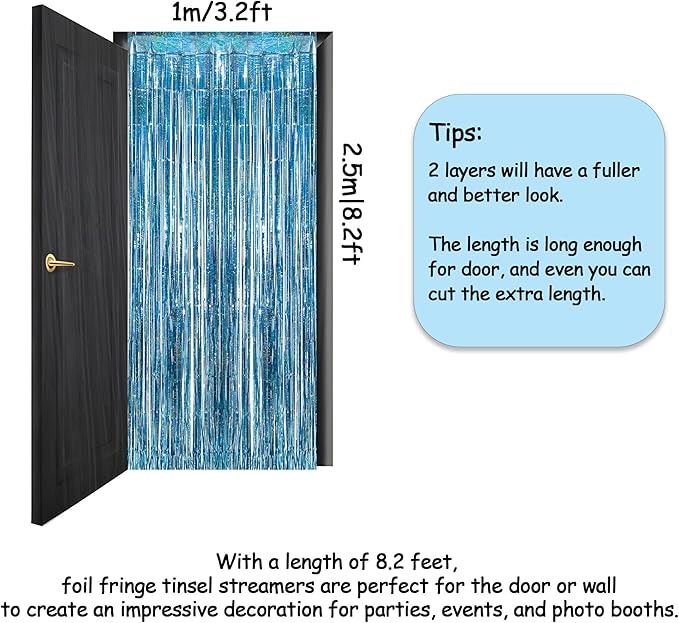 Blue Tinsel Curtain Party Backdrop - Image 6