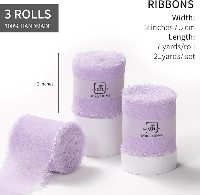 DORIS HOME Light Purple Chiffon Ribbon - Image 3