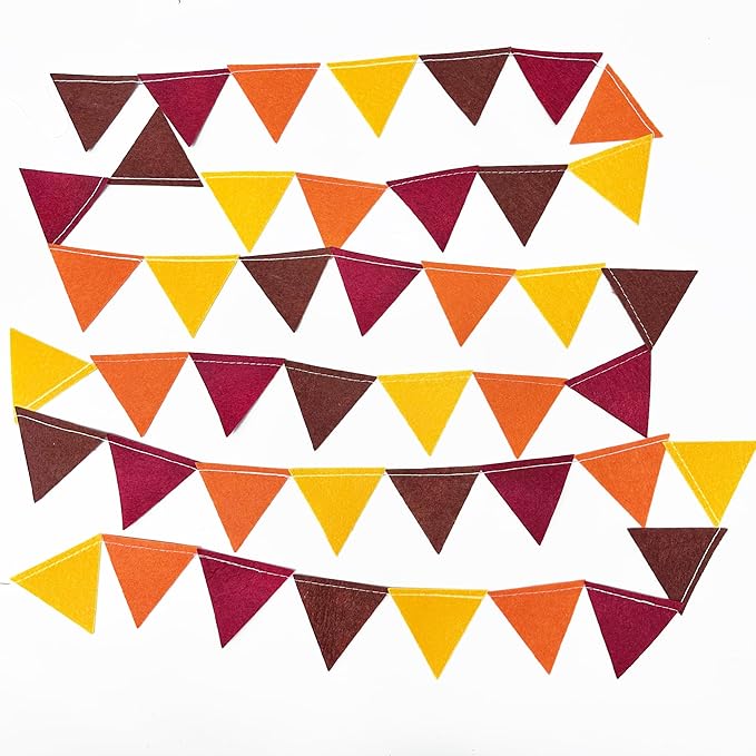 Fall Party Decoration Orange Yellow Brown Burgundy Felt Hanging Triangle Mini - Image 4
