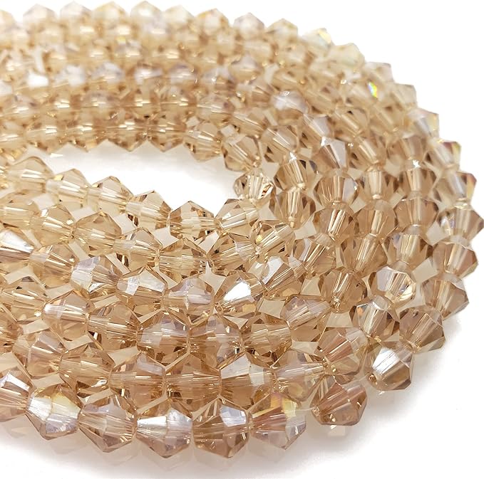 6mm Bicone 450Pcs Silver Champagne AB Crystal Glass Beads Faceted Bicone Shape - Image 2