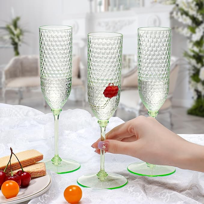 XUWAIDSGN 48 Pack Green Detachable 2 piece Champagne Flutes 5.5 Oz Unbreakable - Image 5