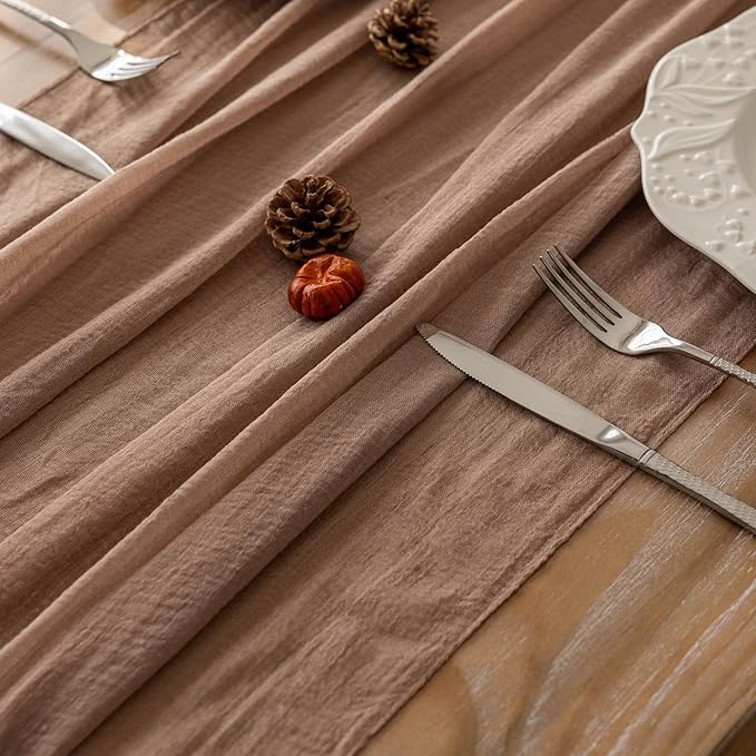Cheesecloth Table Runner Nude Gauze Rustic Boho Coffee Cheese Cloth 120 Inch 10 - Image 3