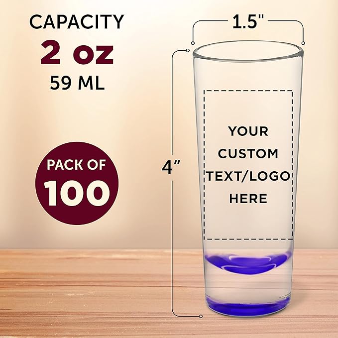 Custom Cordial Shooter Shot Glasses 2 oz. Set of 100, Personalized Bulk Pack - Image 5