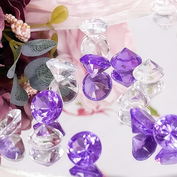 Acrylic Diamond Fake Gems Vase Filler, Babenest 240pcs 3/4 Inch Faux Diamonds - Image 2