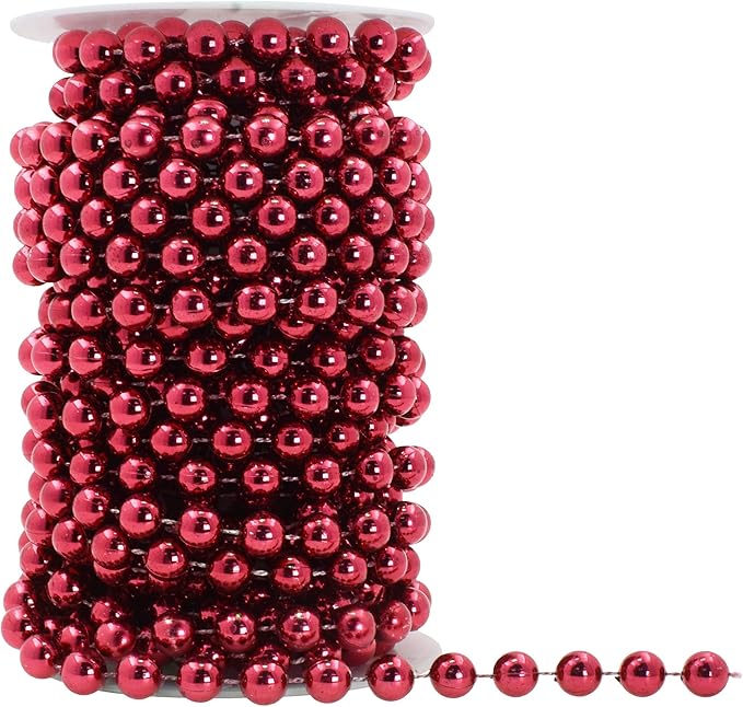 Mandala Crafts 10mm Faux Burgundy Pearl Beads Roll - Image 7