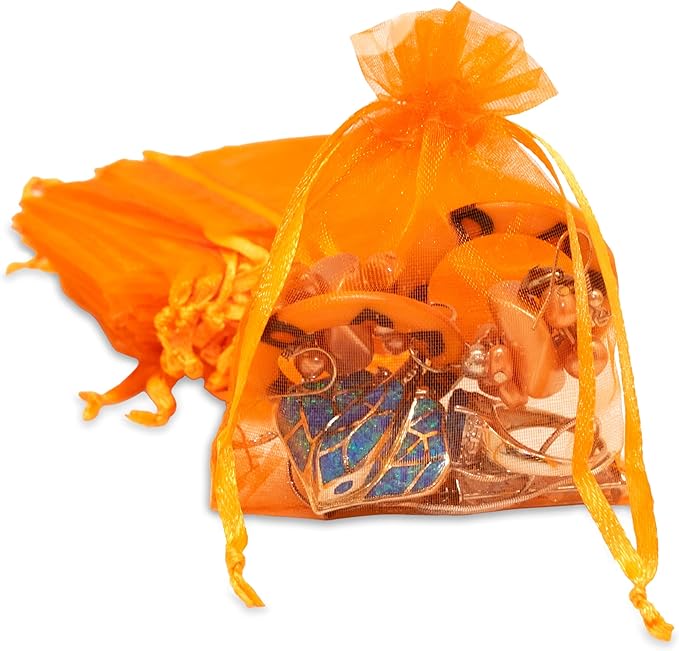 TheDisplayGuys 100-Pack 4x6 Orange Sheer Organza Gift Bags by TheDisplayGuys