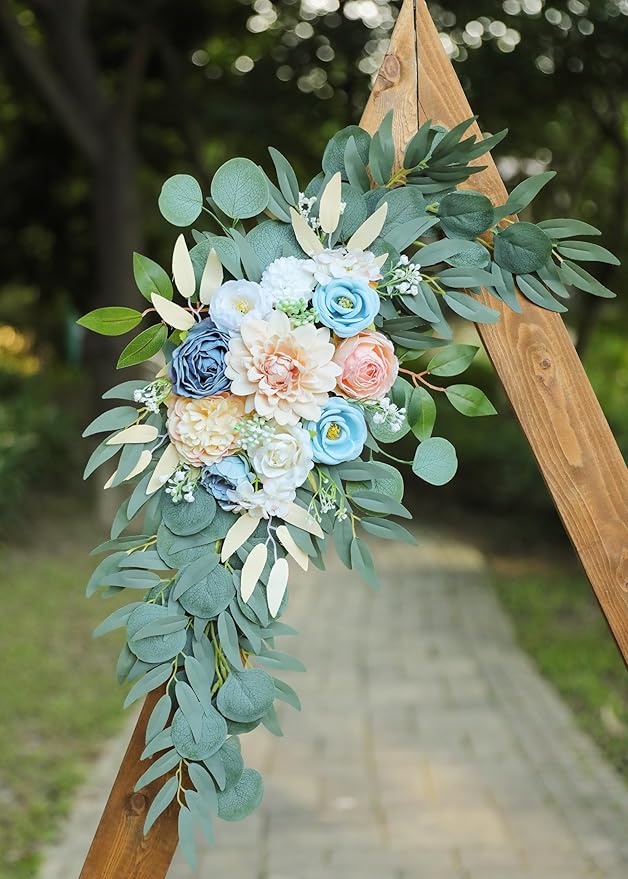 Artificial Blush Pink Wedding Arch Flower Swags Set of 2 - Image 6