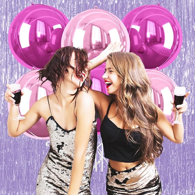 6 Pcs Hot Pink and Pink Balloons, 22 Inch Big Round Foil Balloon - Image 7