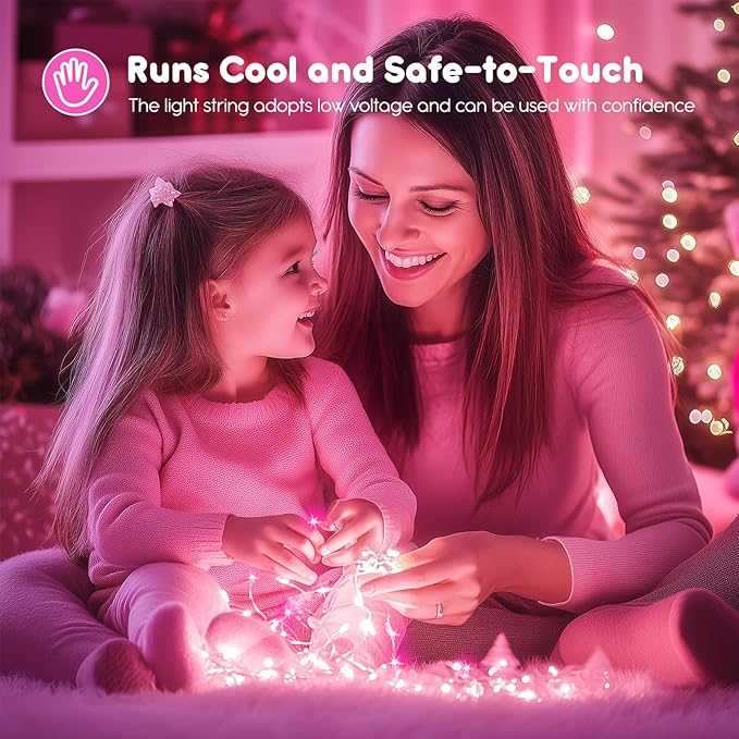 Minetom 12 Pack Pink Fairy Lights Battery Operated String Light - 7ft 20 LED - Image 3
