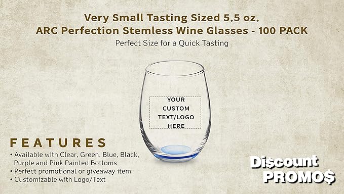 Custom Stemless Wine Glasses by ARC 5.5 oz. Set of 100, Personalized Bulk Pack - Image 2