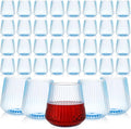 Suclain Plastic Wine Glasses Ribbed Stemless Wine Glasses 14oz Vertical Design by Suclain