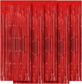 5 Pack Red Fringe Backdrop Curtains 3.2ft x 8.2ft Tinsel Foil Fringe Curtains by Ohiyoo