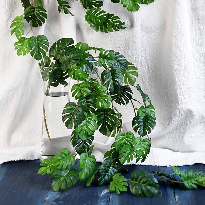 FiveSeasonStuff Monstera Plant Garlands, Artificial Leaf Bendable Vines - Image 8