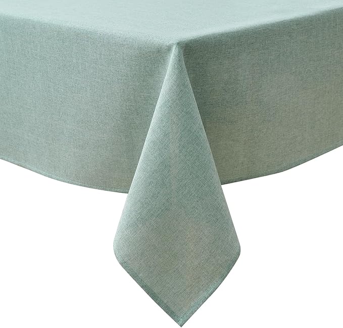 NLMUVW Sage Green Linen Tablecloth Rectangle, Rustic Textured Table Cloth Water by NLMUVW