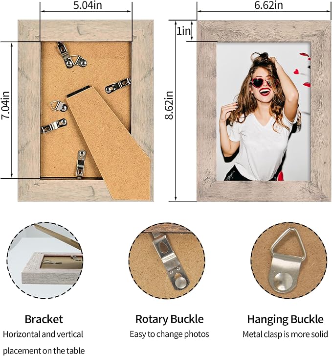 5x7 Picture Frame Set of 4, Smoke Gray Frame - Image 5