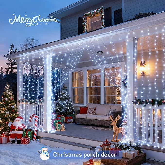 JMEXSUSS 900LED Christmas Curtain Lights Outdoor - Image 4