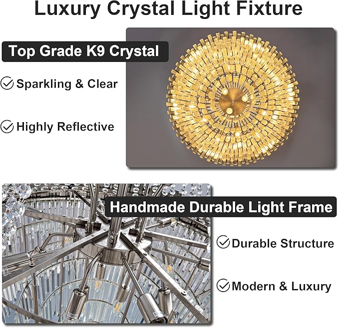 54" Luxury Long Crystal Chandelier - Image 6