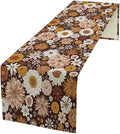 Boho Floral Table Runner, Vintage Country Farmhouse Daisy Flowers Modern by ICMOLYYENLO