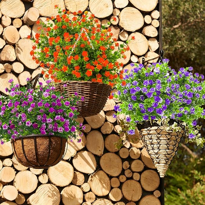 10 Bundles Artificial Fake Flowers, Faux Outdoor Plastic Plants UV Resistant - Image 6
