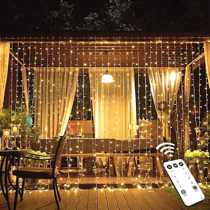 JMEXSUSS 600 LED Christmas Curtain Lights Outdoor, 9.5x19.6ft Christmas String by JMEXSUSS