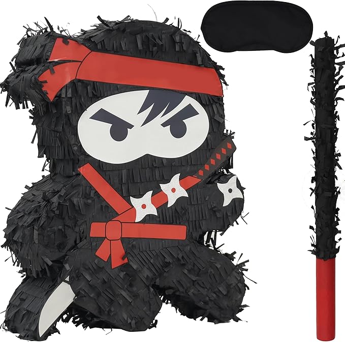 Ninja Pinatas Bundle with a Blindfold and Bat, Theme Parties by Birchio