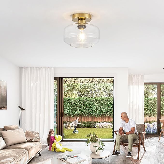 Golden Semi Flush Mount Ceiling Light - Image 2
