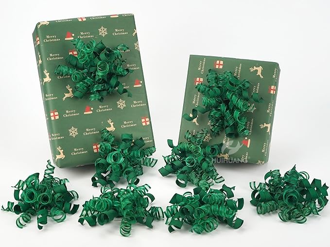 HUIHUANG Green Christmas Bows for Gift Wrapping Curly Gift Bow 5 inch x 8 by HUIHUANG