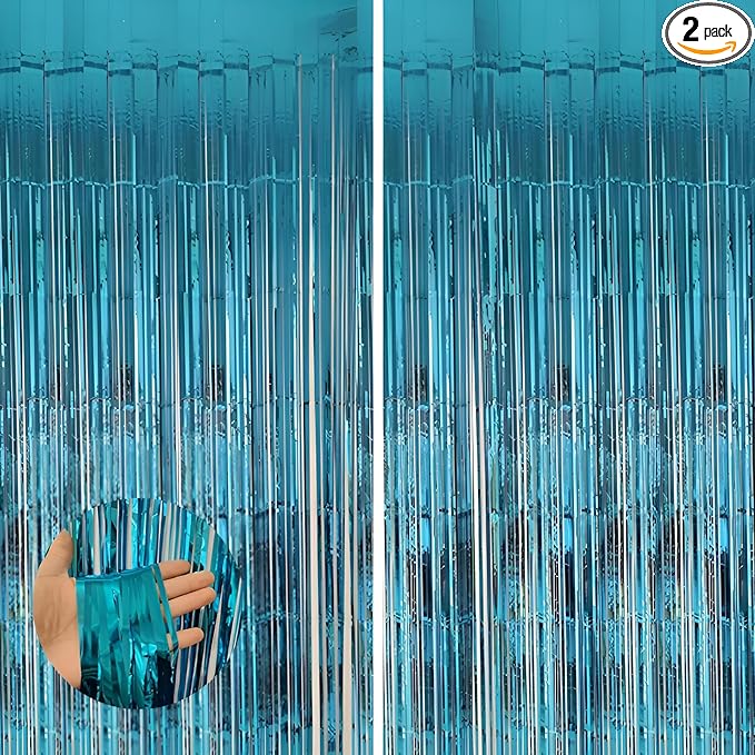 Keyali 2 Pack 3.3 * 8.3 ft Foil Curtain Metallic Tinsel Fringe Curtains Photo by Unknown