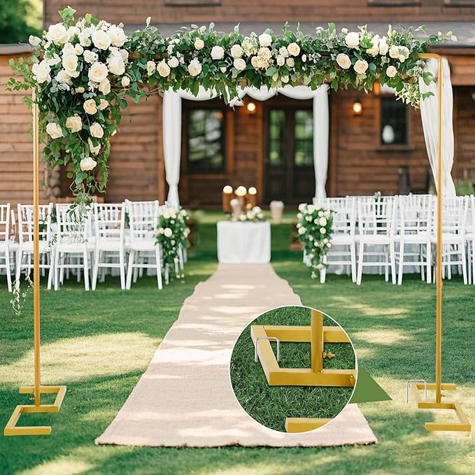 8.2FT Square Arch Backdrop Stand, Metal Gold Backdrop Stand Heavy Duty - Image 5