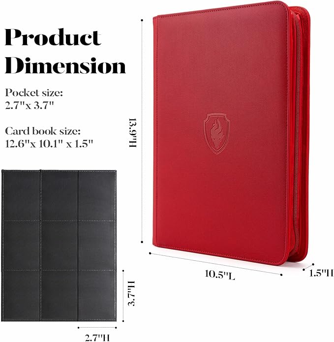 9 Pocket Zipper Card Binder, Fabmaker 360 Trading Card Holder Book, Premium PU - Image 6
