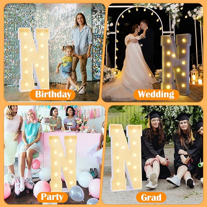 4ft Marquee for Letters N, Large Light up Letters, Letter Balloons, Wedding - Image 3